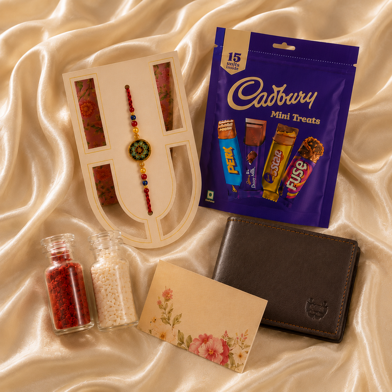 Premium Rakhi Gift Hamper with Wallet & Cadbury Chocolates 2