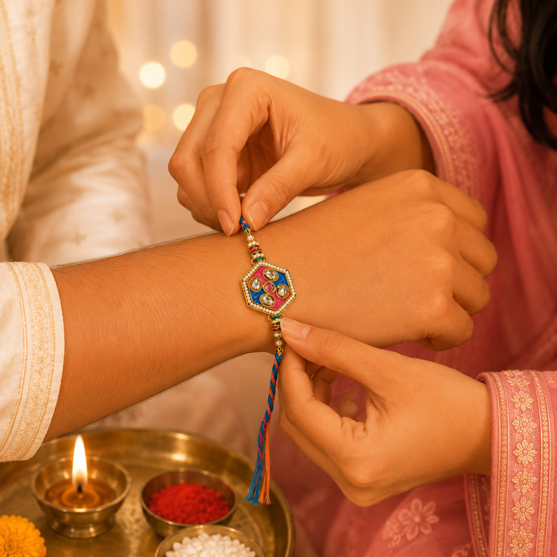 Premium Designer Meenakari Rakhi for Brother 2