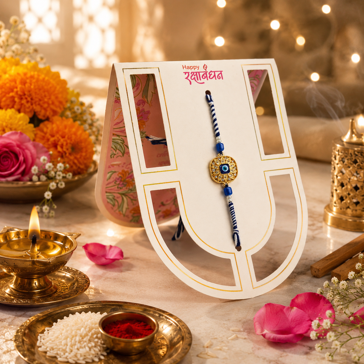 Premium Evil Eye Protection Rakhi for Brother | Handcrafted Designer Nazar Battu Rakhi
