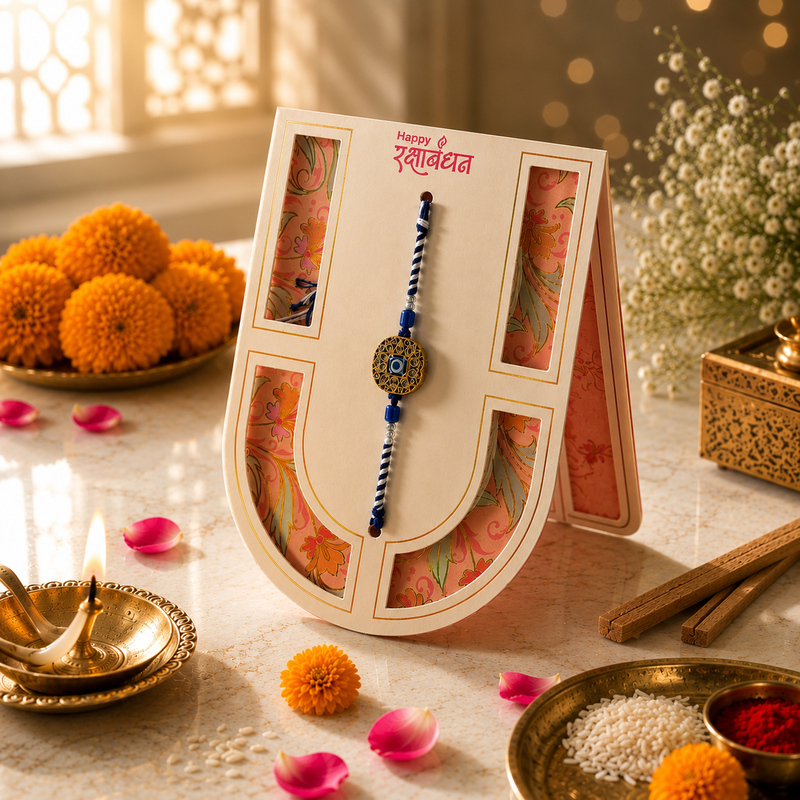 Premium Evil Eye Protection Rakhi for Brother | Handcrafted Designer Nazar Battu Rakhi 3