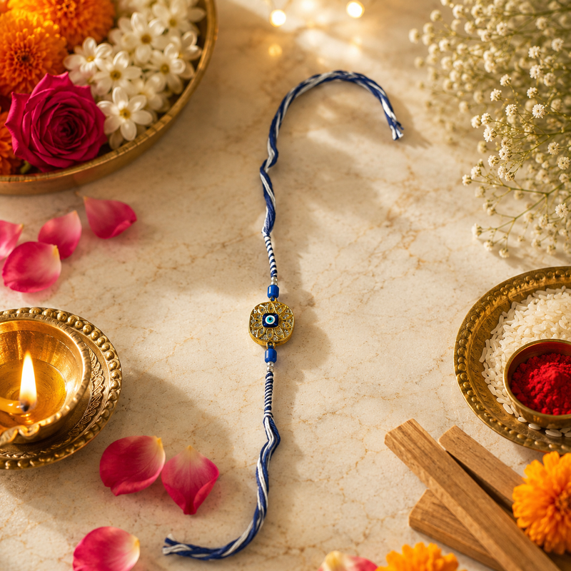 Premium Evil Eye Protection Rakhi for Brother | Handcrafted Designer Nazar Battu Rakhi 2