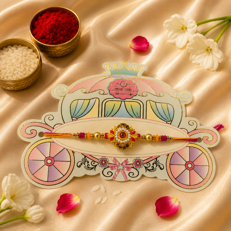 Premium Floral Stone Rakhi for Brother 3