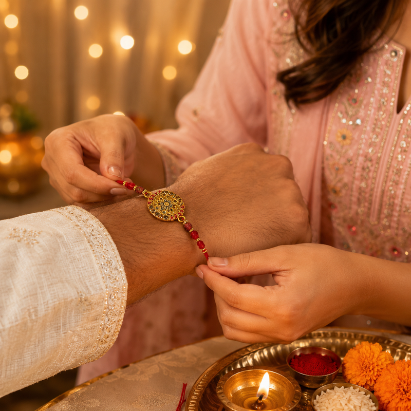 Royal Heritage Floral Designer Rakhi for Brother 3